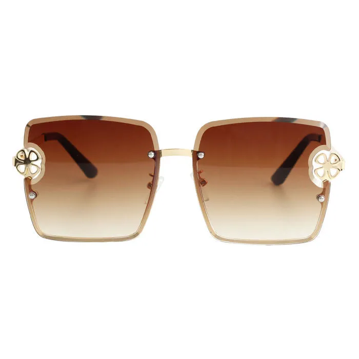 Tint Color Square Clover Sunglasses