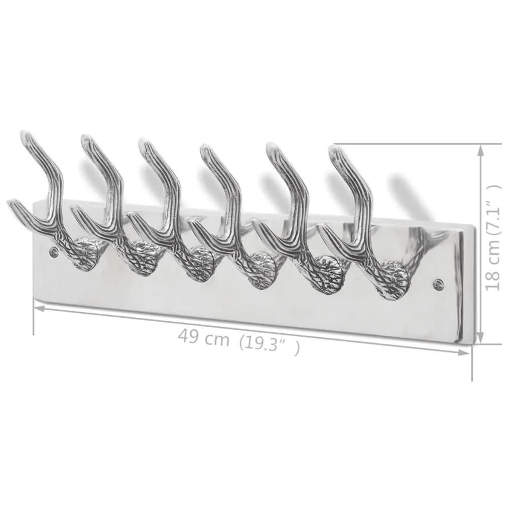 vidaXL Wardrobe Coat Hooks 2 pcs Silver Aluminium