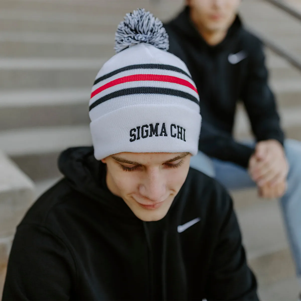 White Hockey Knit Beanie