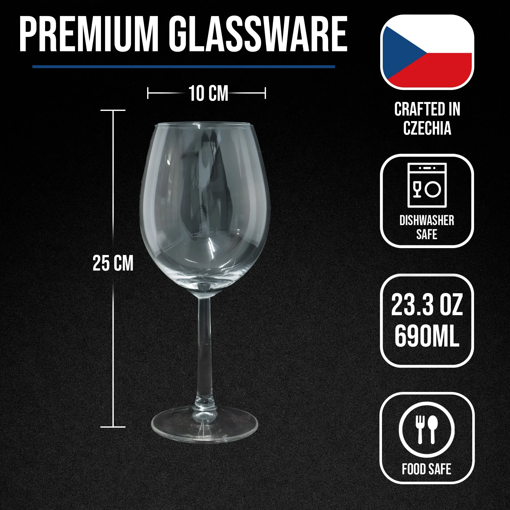 Wine Glasses - 430ml - Set of 4 Pieces