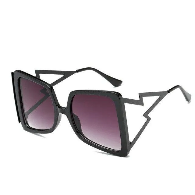 Women's Designer Over-sized Square Big Legs Metal Sunglasses