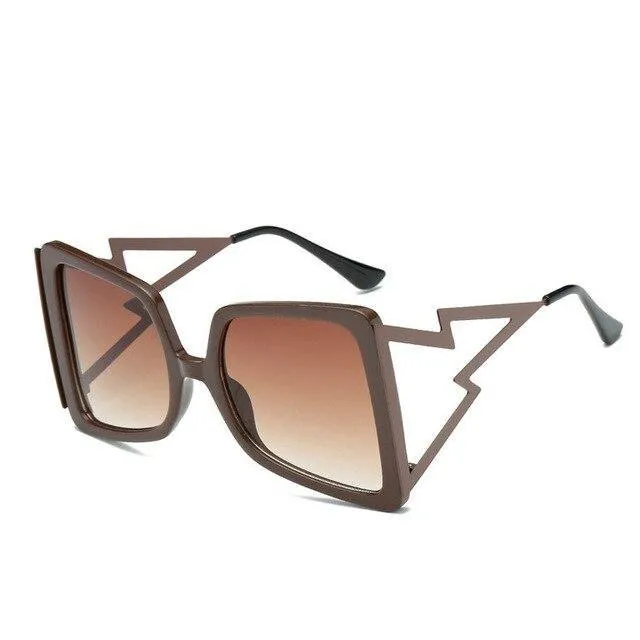 Women's Designer Over-sized Square Big Legs Metal Sunglasses