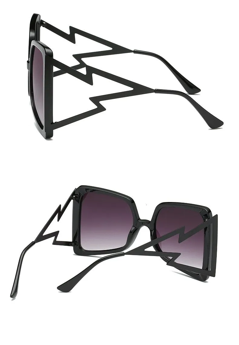 Women's Designer Over-sized Square Big Legs Metal Sunglasses