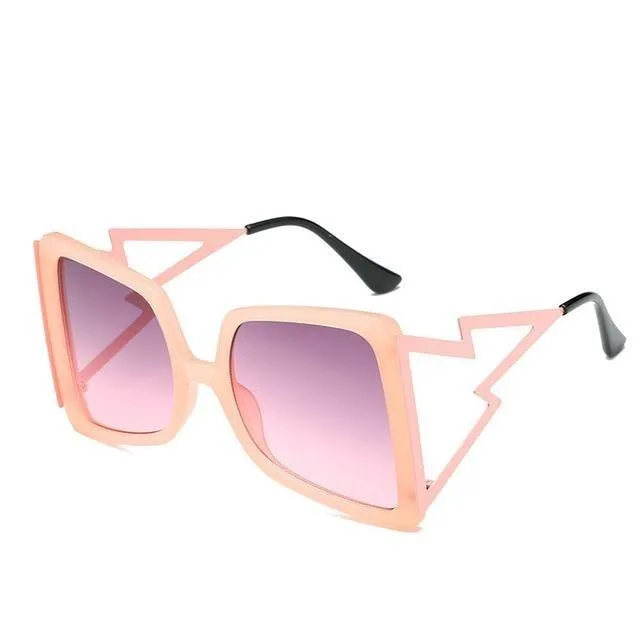 Women's Designer Over-sized Square Big Legs Metal Sunglasses