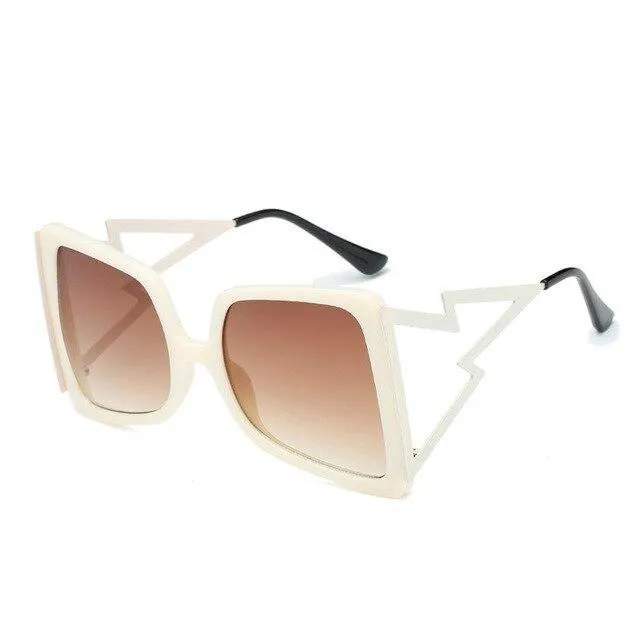 Women's Designer Over-sized Square Big Legs Metal Sunglasses