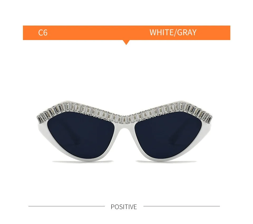 Women's Diamond Designer Rhinestone Bling Cat Eyes Sun Glasses