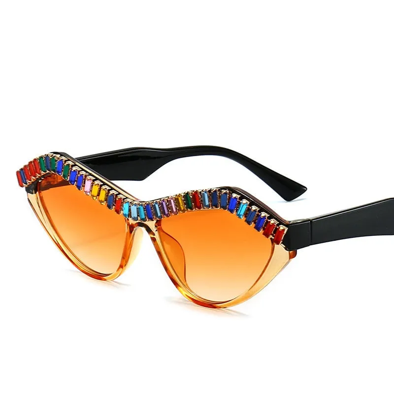 Women's Diamond Designer Rhinestone Bling Cat Eyes Sun Glasses