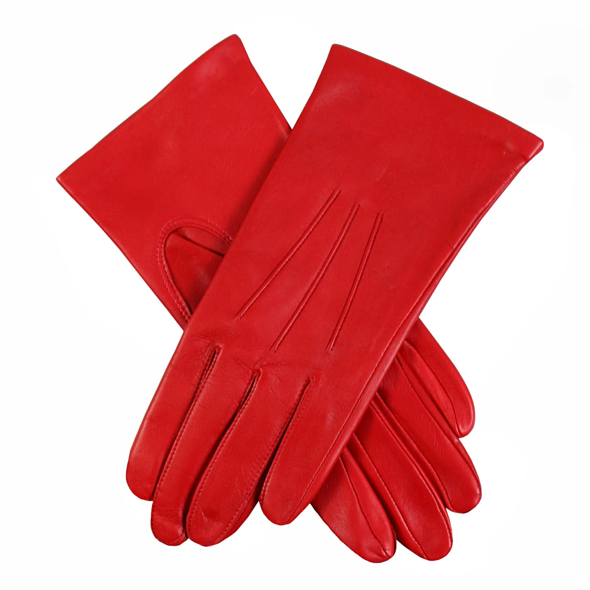 Women's Three-Point Silk-Lined Leather Gloves