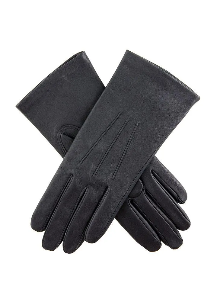 Women's Three-Point Silk-Lined Leather Gloves