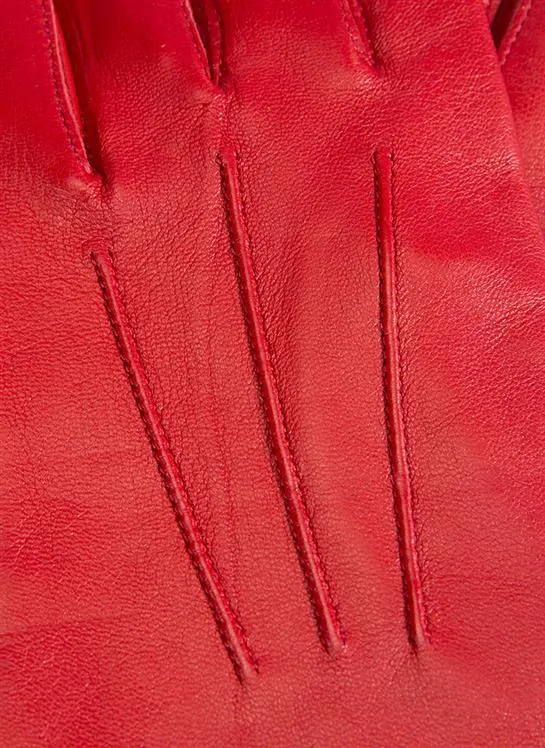 Women's Three-Point Silk-Lined Leather Gloves