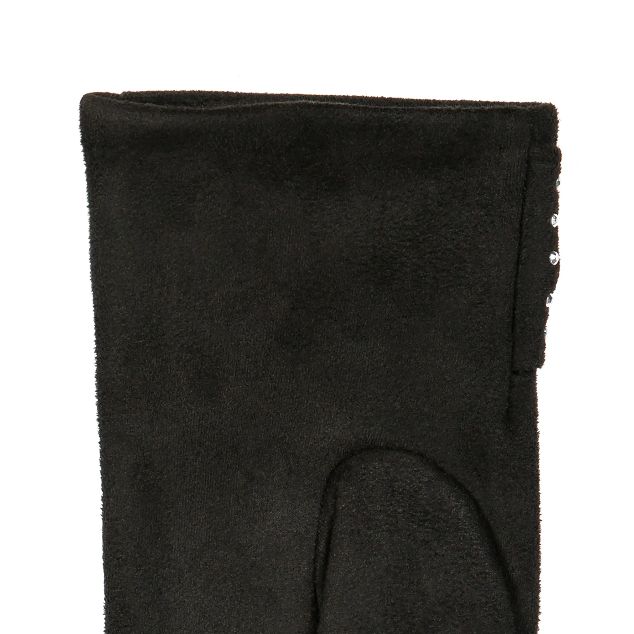 Women’s Touchscreen Velour-Lined Faux Suede Gloves with Studded Bow