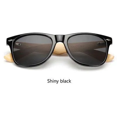 Wooden Frame Retro Bamboo Sunglasses for Women with Mirror Lens