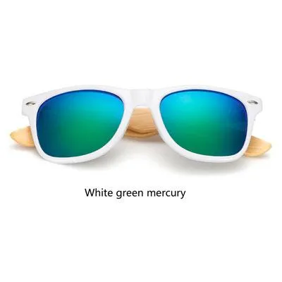 Wooden Frame Retro Bamboo Sunglasses for Women with Mirror Lens