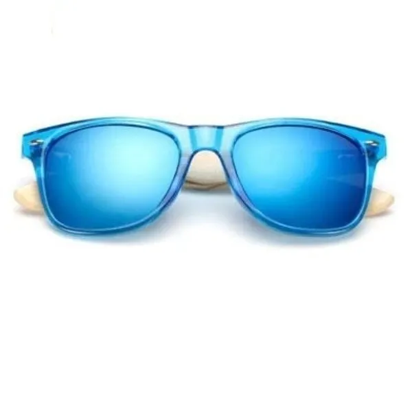 Wooden Frame Retro Bamboo Sunglasses for Women with Mirror Lens