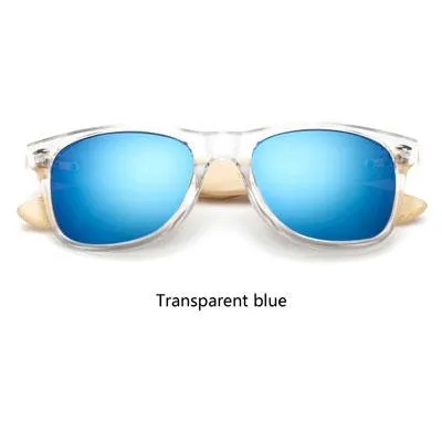 Wooden Frame Retro Bamboo Sunglasses for Women with Mirror Lens